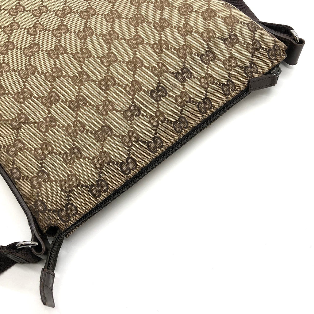 GUCCI 145857 Shoulder Bag, Perforated GG Canvas, Brown, Women's & Men's Fashion PRE-OWNED
