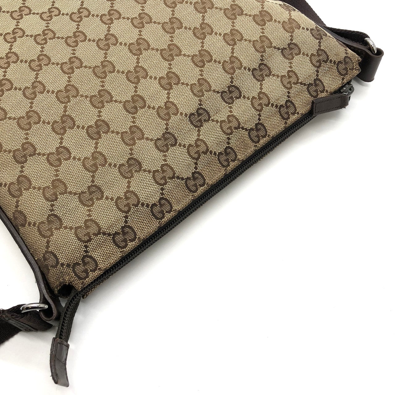 GUCCI 145857 Shoulder Bag, Perforated GG Canvas, Brown, Women's & Men's Fashion PRE-OWNED
