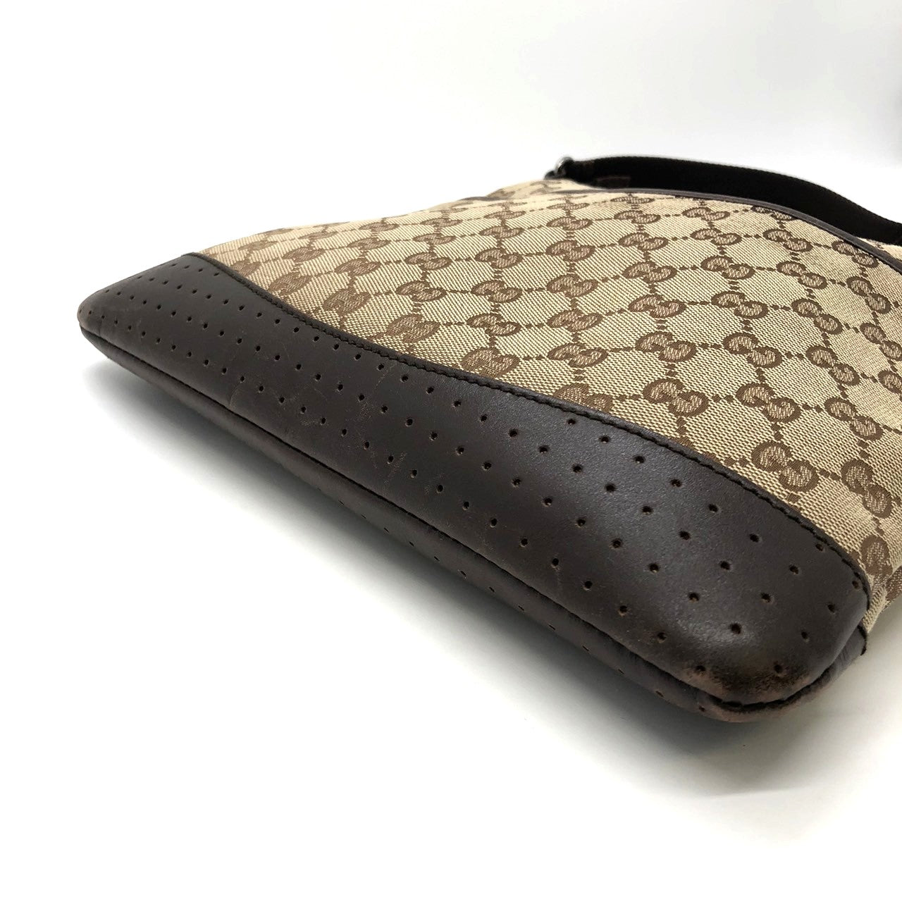 GUCCI 145857 Shoulder Bag, Perforated GG Canvas, Brown, Women's & Men's Fashion PRE-OWNED