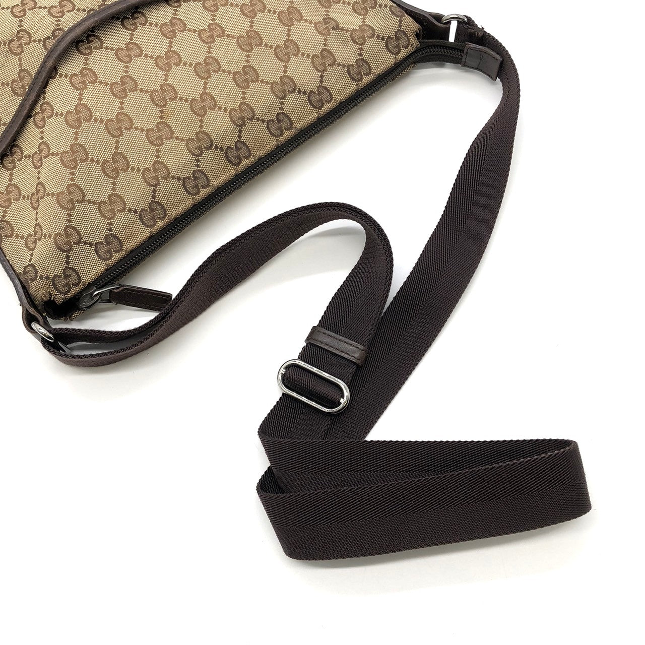 GUCCI 145857 Shoulder Bag, Perforated GG Canvas, Brown, Women's & Men's Fashion PRE-OWNED