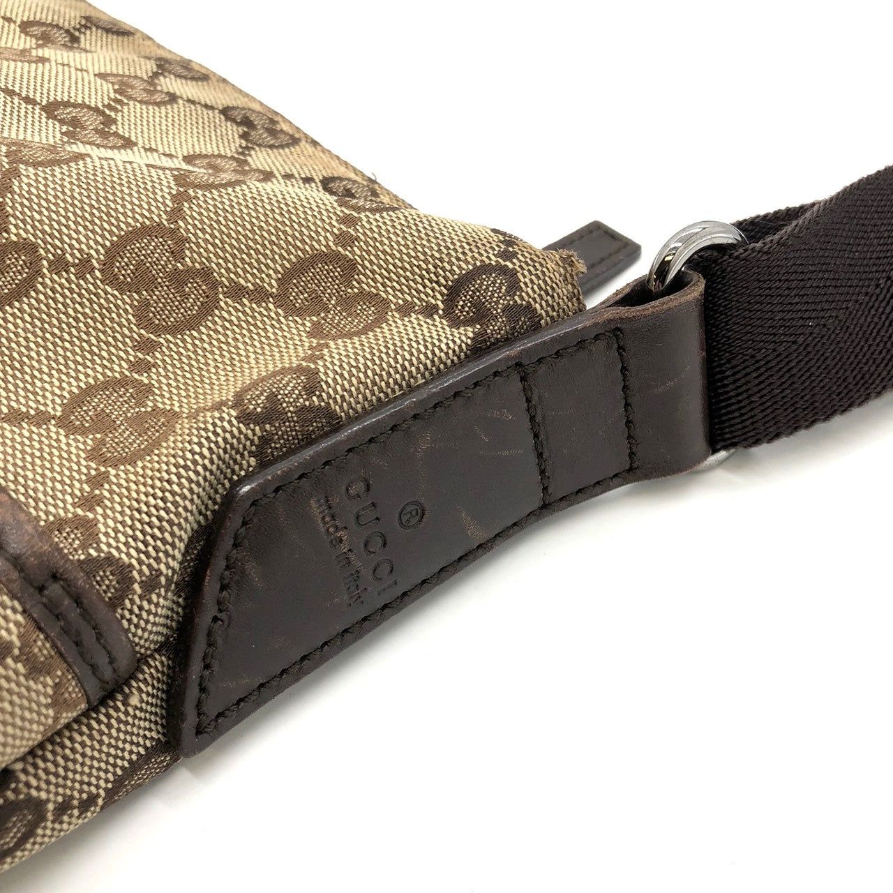 GUCCI 145857 Shoulder Bag, Perforated GG Canvas, Brown, Women's & Men's Fashion PRE-OWNED