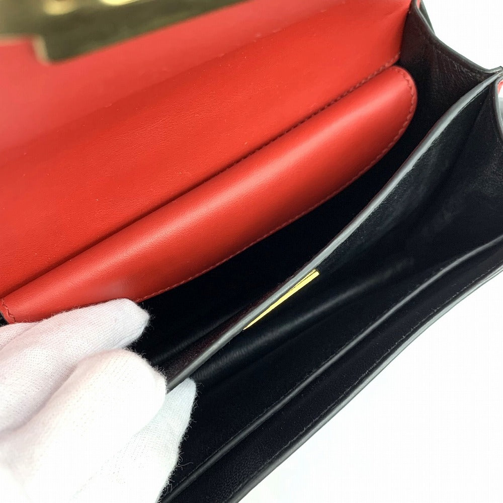 Prada Cahier Mini Shoulder Bag Saffiano Leather Red/Black/Gold Pre-owned