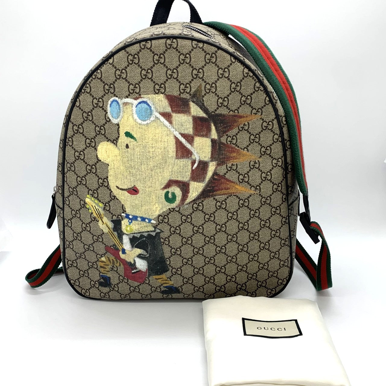 Gucci 433578 Punky Friend Backpack/Daypack GG Supreme Canvas Brown Pre-owned