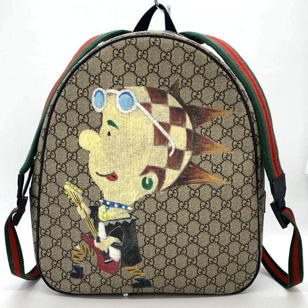 Gucci 433578 Punky Friend Backpack/Daypack GG Supreme Canvas Brown Pre-owned