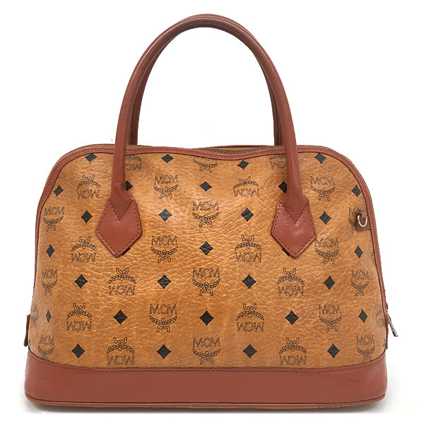 MCM Visetos 2-Way Handbag Leather Brown/Orange-Brown Pre-owned