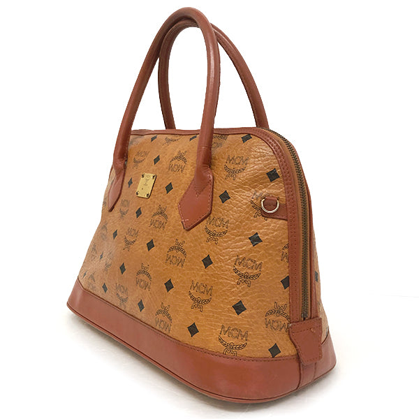 MCM Visetos 2-Way Handbag Leather Brown/Orange-Brown Pre-owned