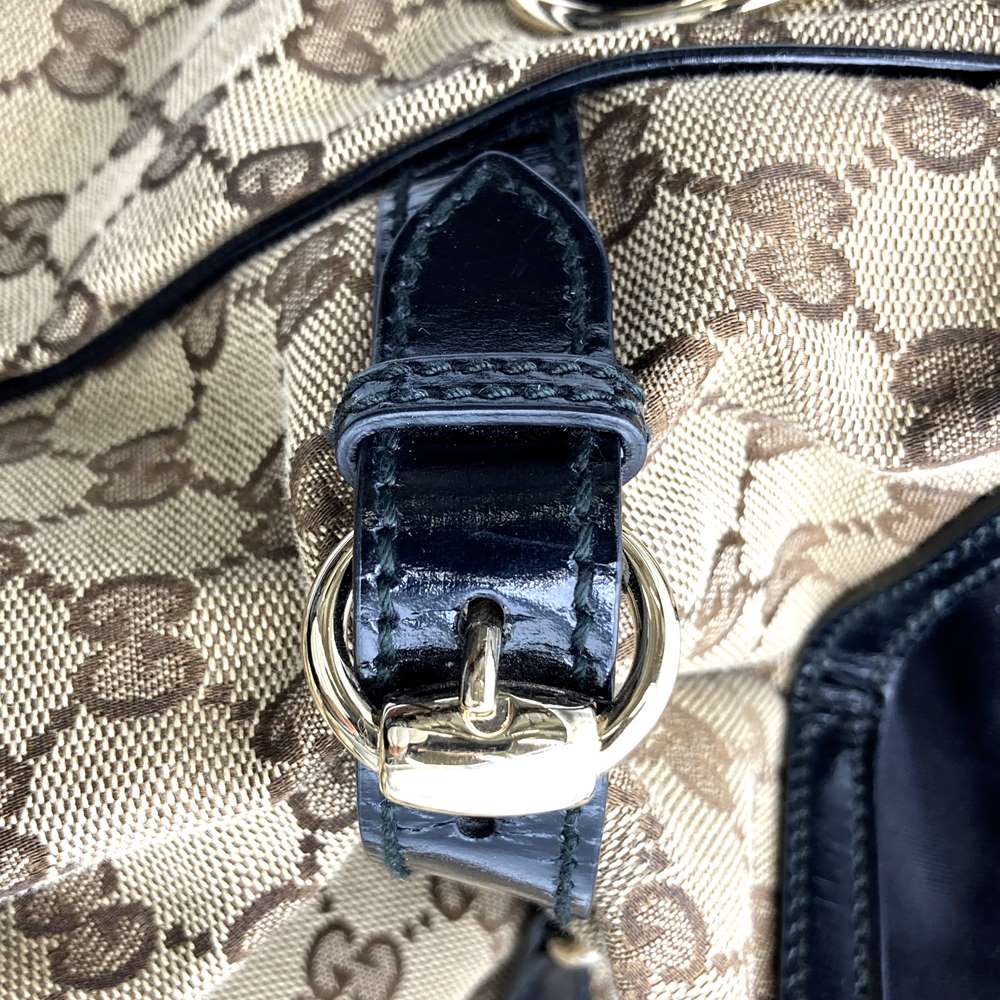 Gucci 203528 Tote Bag/Shoulder Bag GG Canvas Beige/Black Pre-owned