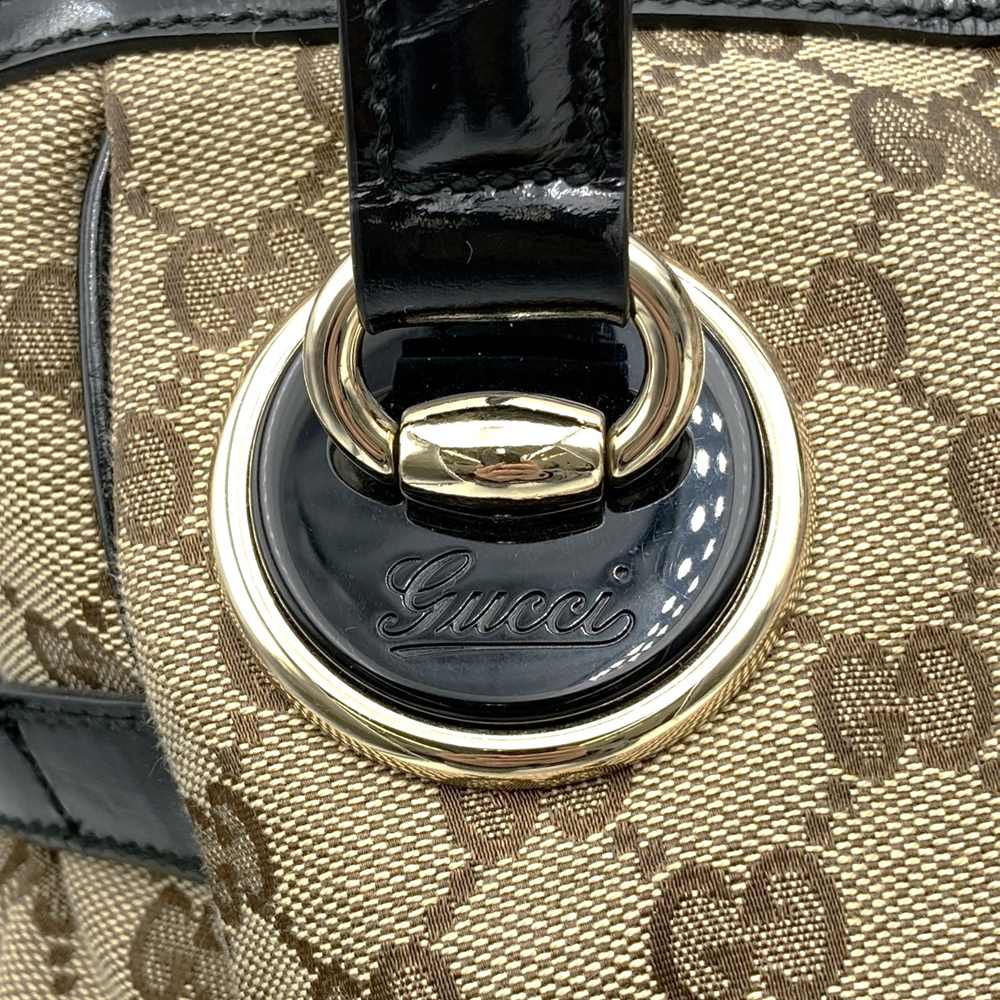 Gucci 203528 Tote Bag/Shoulder Bag GG Canvas Beige/Black Pre-owned