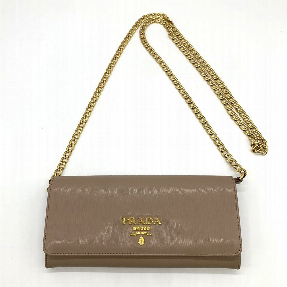 PRADA Chain Wallet Chain Shoulder Bag Long Wallet Wallet Logo Pink Beige Prada PRE-OWNED
