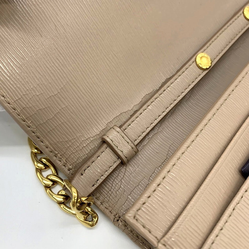 PRADA Chain Wallet Chain Shoulder Bag Long Wallet Wallet Logo Pink Beige Prada PRE-OWNED