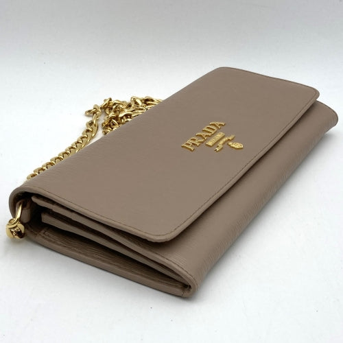PRADA Chain Wallet Chain Shoulder Bag Long Wallet Wallet Logo Pink Beige Prada PRE-OWNED