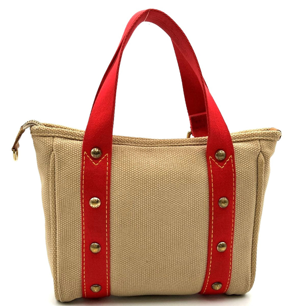 Louis Vuitton M40038 Antigua Cabas PM Handbag Canvas Beige/Red Pre-owned
