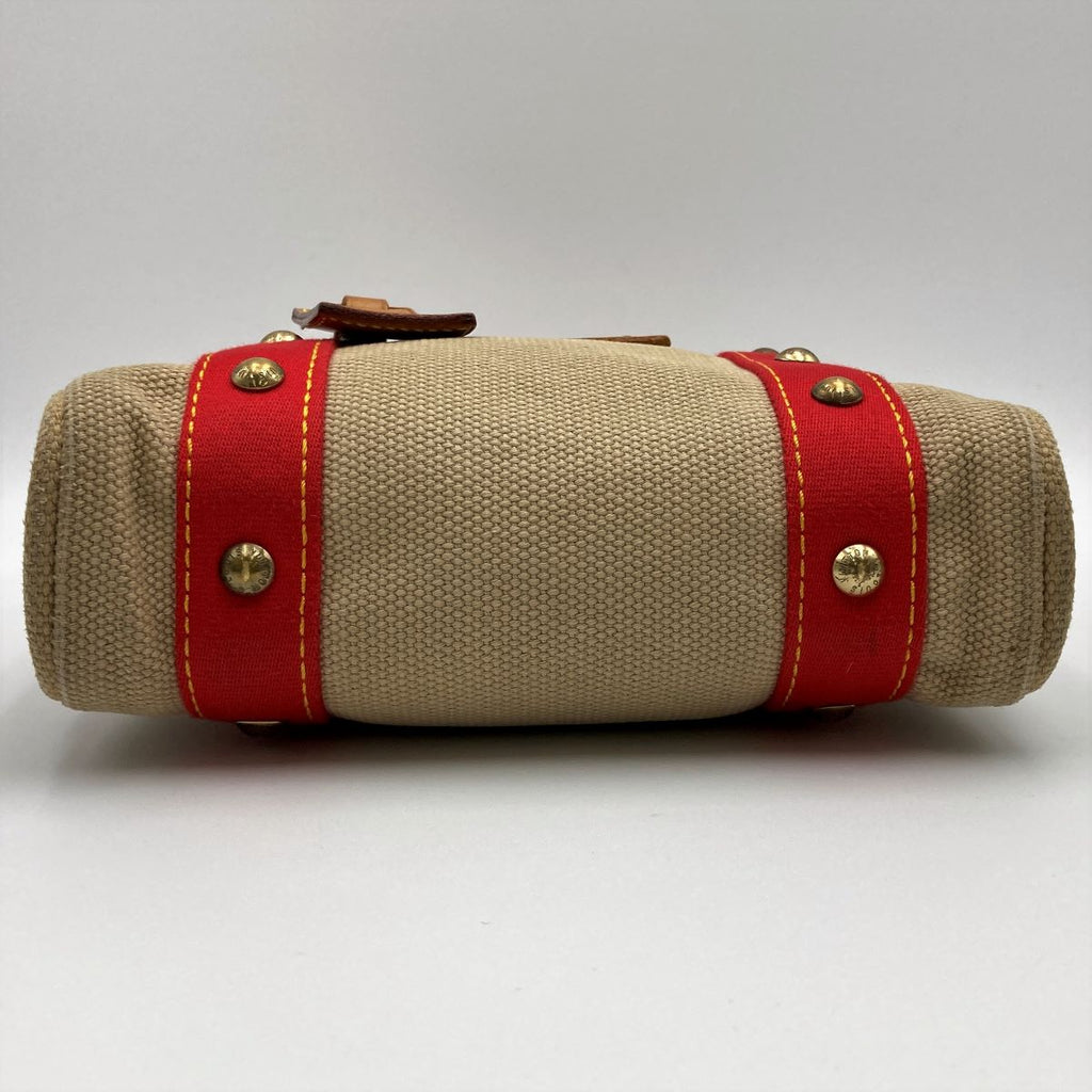 Louis Vuitton M40038 Antigua Cabas PM Handbag Canvas Beige/Red Pre-owned