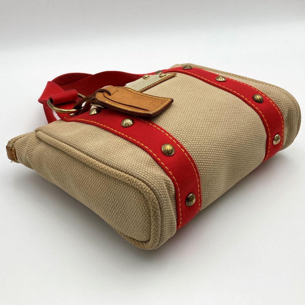 Louis Vuitton M40038 Antigua Cabas PM Handbag Canvas Beige/Red Pre-owned