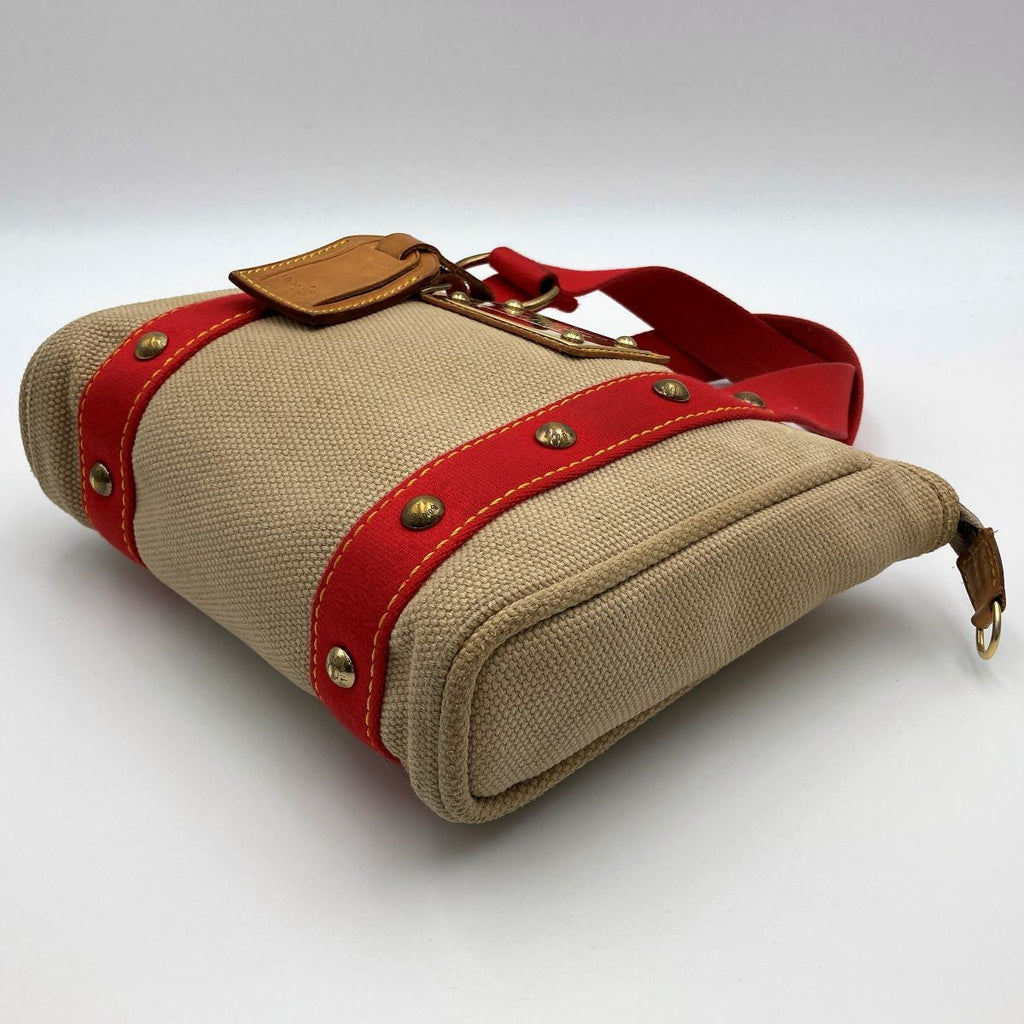 Louis Vuitton M40038 Antigua Cabas PM Handbag Canvas Beige/Red Pre-owned