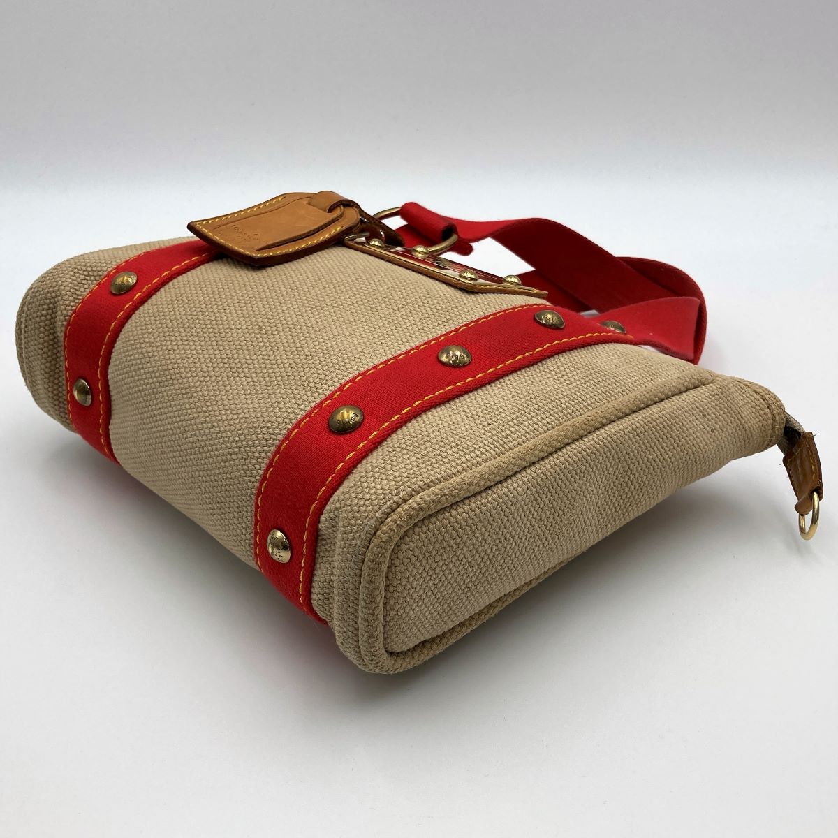 Louis Vuitton M40038 Antigua Cabas PM Handbag Canvas Beige/Red Pre-owned