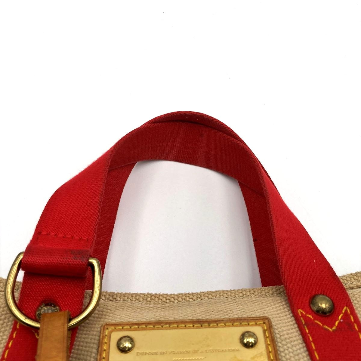 Louis Vuitton M40038 Antigua Cabas PM Handbag Canvas Beige/Red Pre-owned