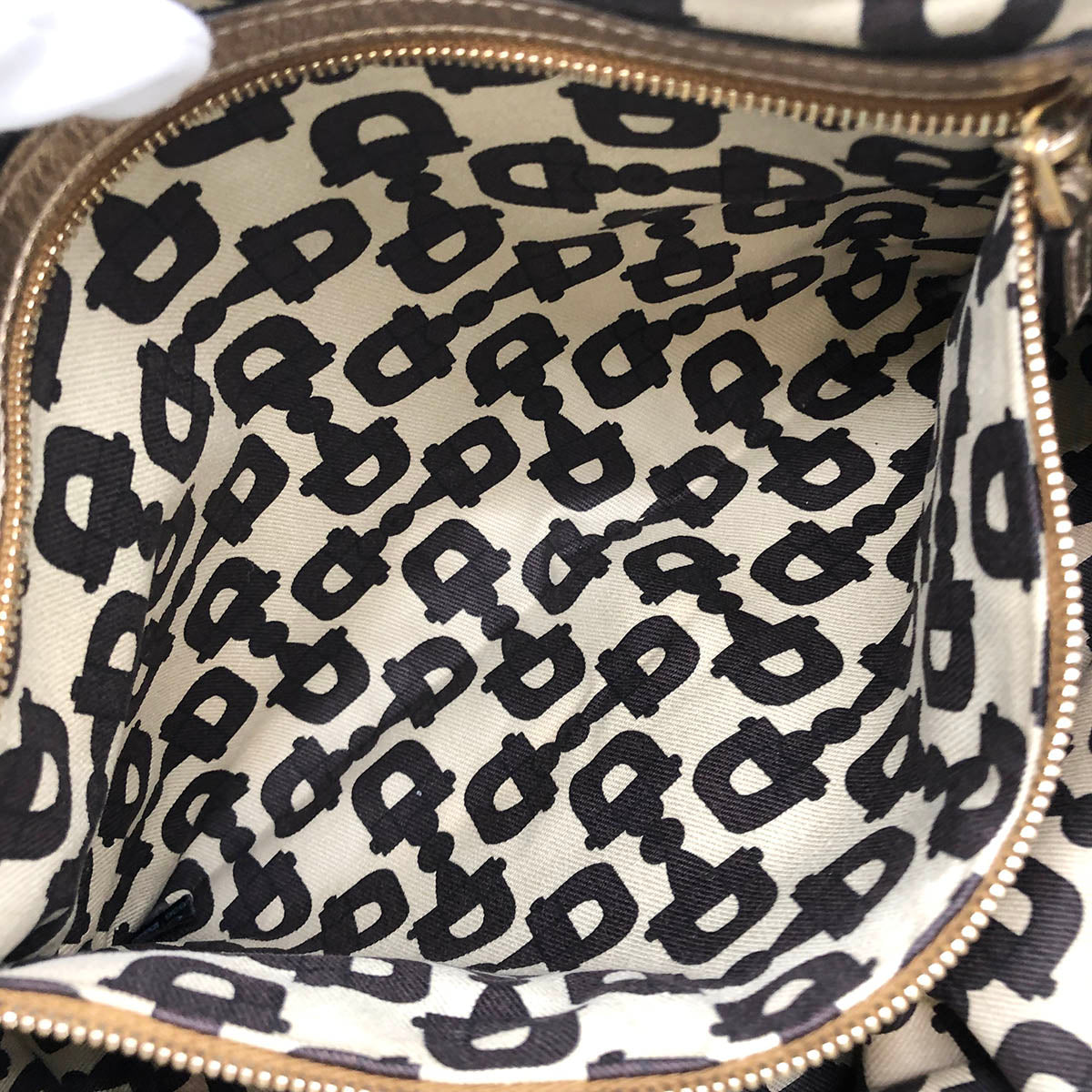 Gucci 137396 Heart Charm Tote Bag GG Canvas Brown/Gold Pre-owned