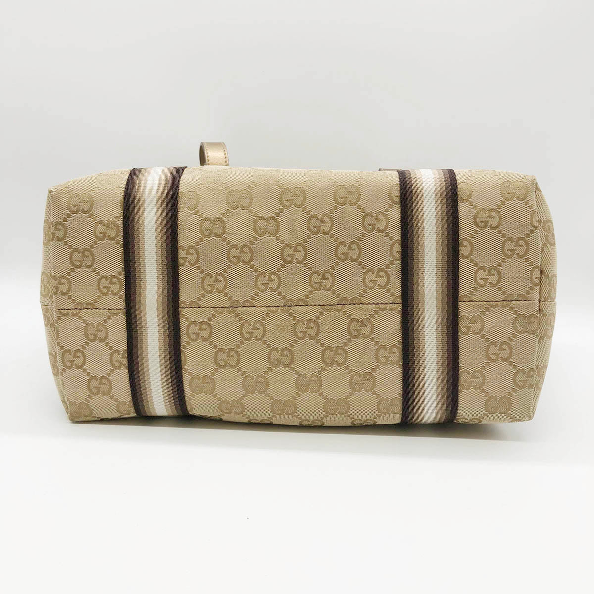 Gucci 137396 Heart Charm Tote Bag GG Canvas Brown/Gold Pre-owned
