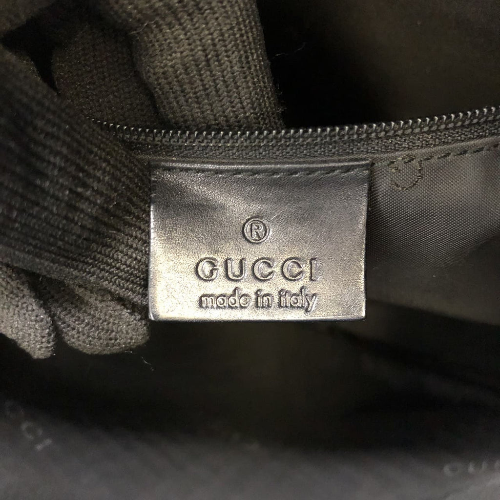 GUCCI 001 1638 Bamboo Handbag Shoulder Bag Leather Black Women's Men's Vintage PRE-OWNED