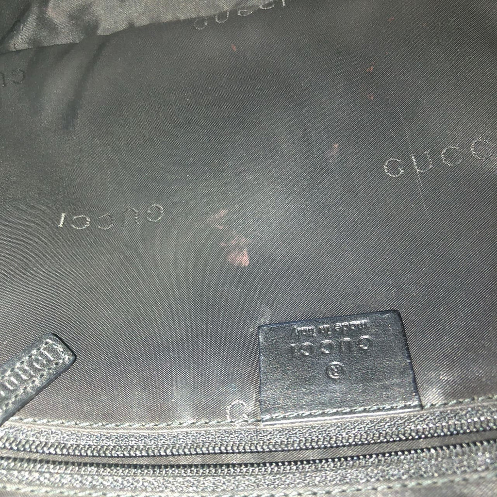 GUCCI 001 1638 Bamboo Handbag Shoulder Bag Leather Black Women's Men's Vintage PRE-OWNED