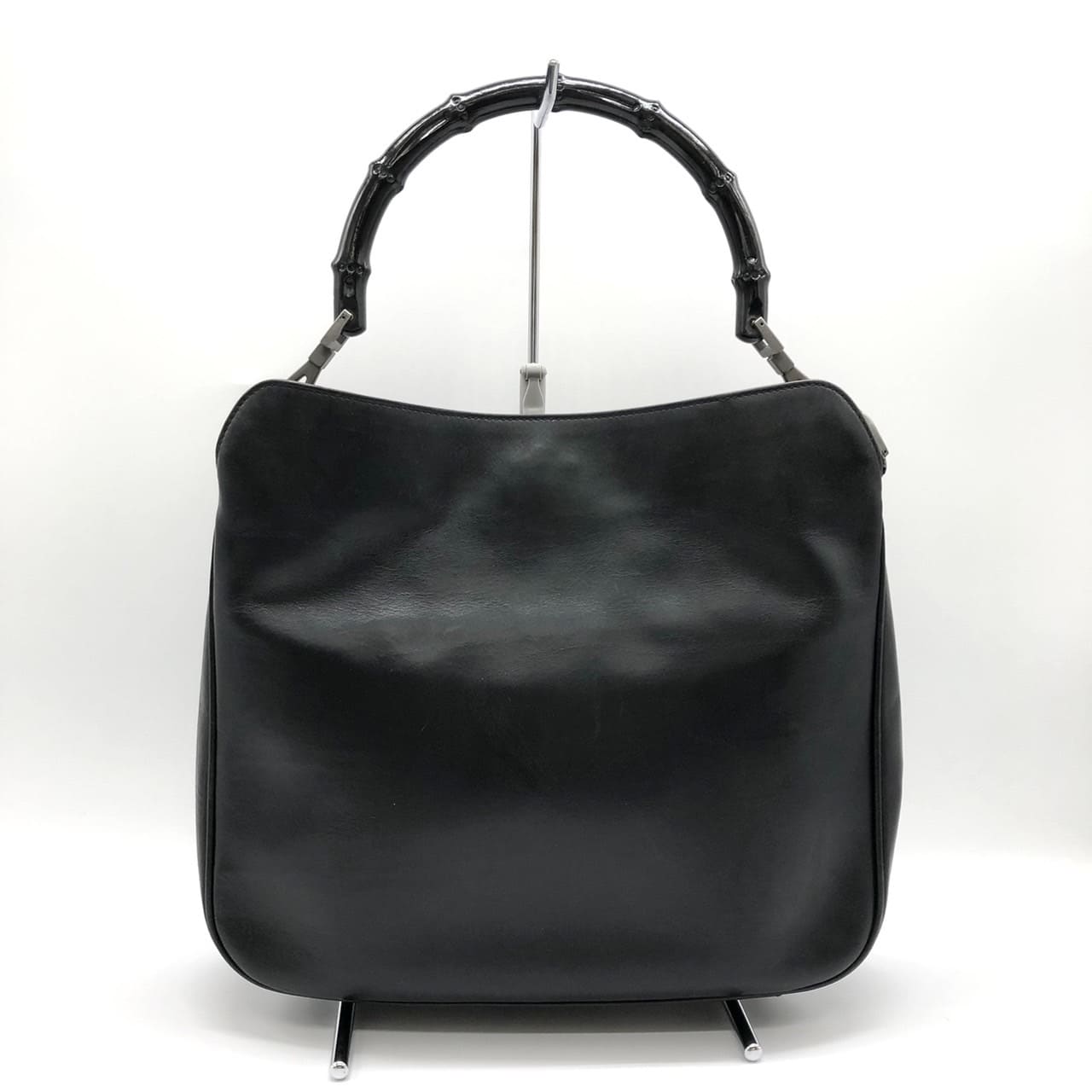 GUCCI 001 1638 Bamboo Handbag Shoulder Bag Leather Black Women's Men's Vintage PRE-OWNED
