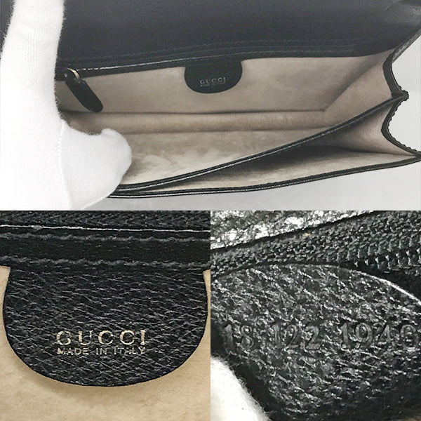 Gucci 018/122 Second Bag/Business Bag/Clutch Bag Leather Black Pre-owned