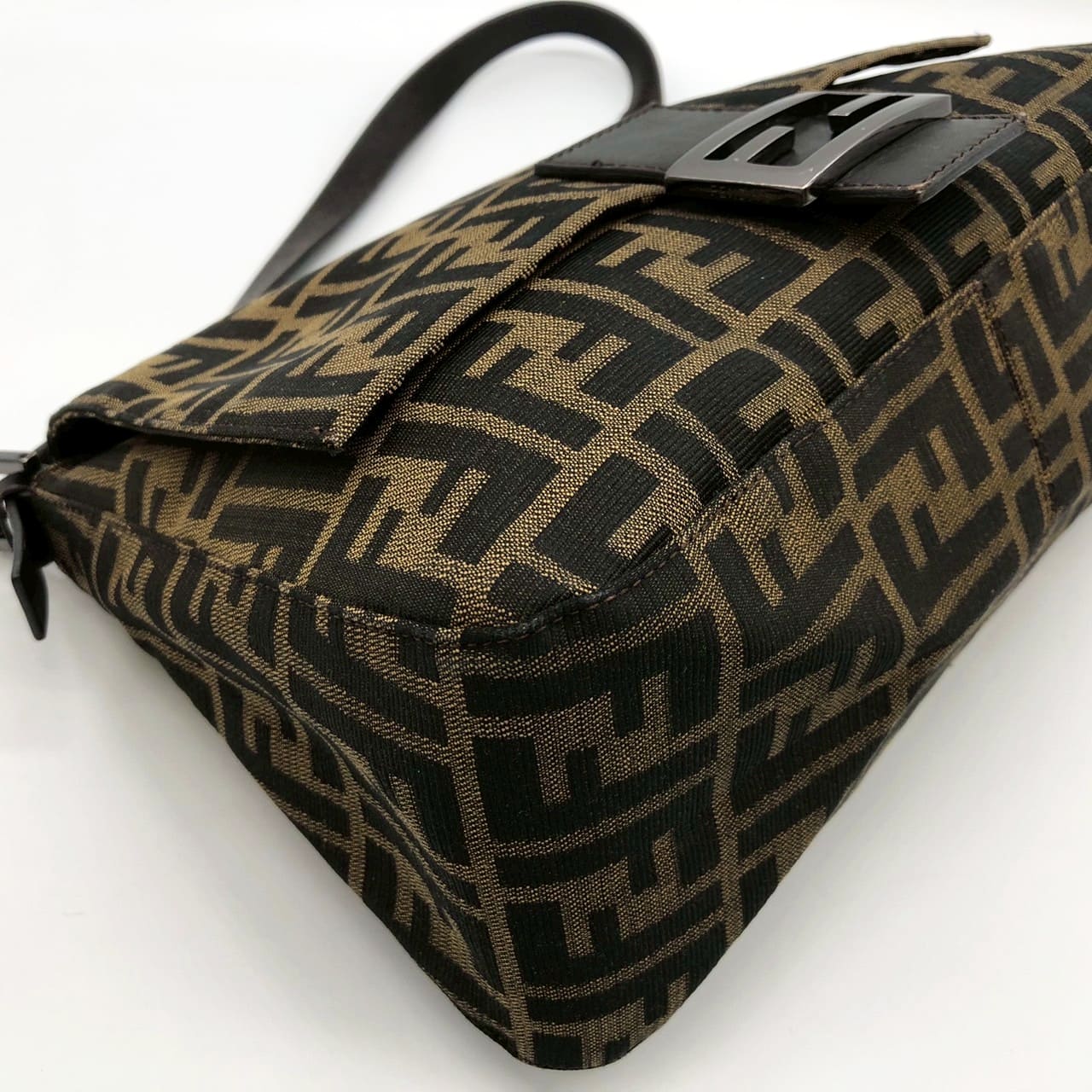 Fendi Mamma Bucket Shoulder Bag Zucca Nylon Canvas/Leather Brown Pre-owned