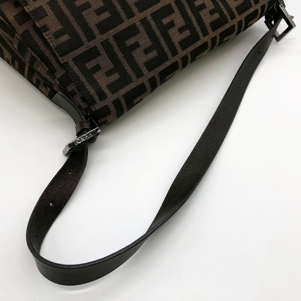 Fendi Mamma Bucket Shoulder Bag Zucca Nylon Canvas/Leather Brown Pre-owned