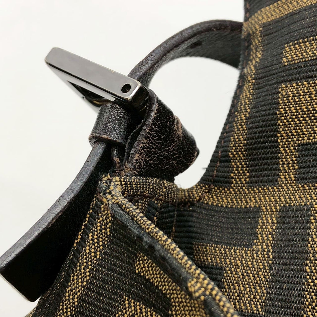Fendi Mamma Bucket Shoulder Bag Zucca Nylon Canvas/Leather Brown Pre-owned