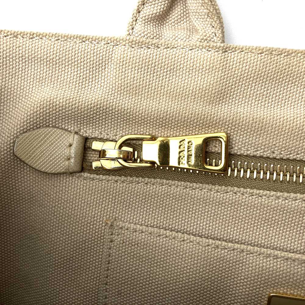 Prada Canapa Beaded Tote Bag/Handbag Canvas Beige/Ivory Pre-owned