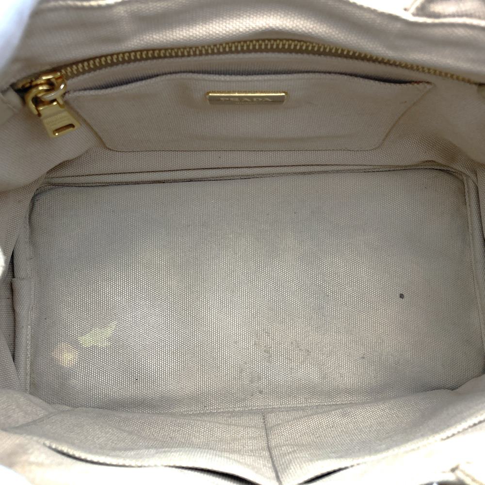 Prada Canapa Beaded Tote Bag/Handbag Canvas Beige/Ivory Pre-owned