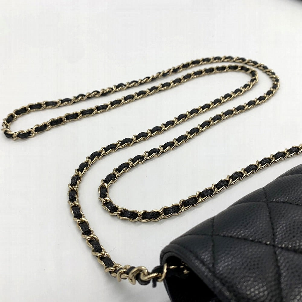 CHANEL Eyewear Case, Chain Shoulder Glasses & Sunglasses Case, Caviar Leather, Black, Gold Hardware, Women's Fashion PRE-OWNED