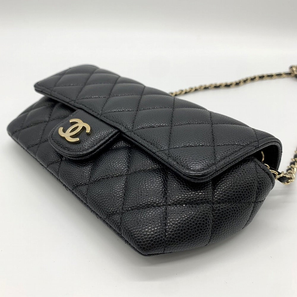 CHANEL Eyewear Case, Chain Shoulder Glasses & Sunglasses Case, Caviar Leather, Black, Gold Hardware, Women's Fashion PRE-OWNED