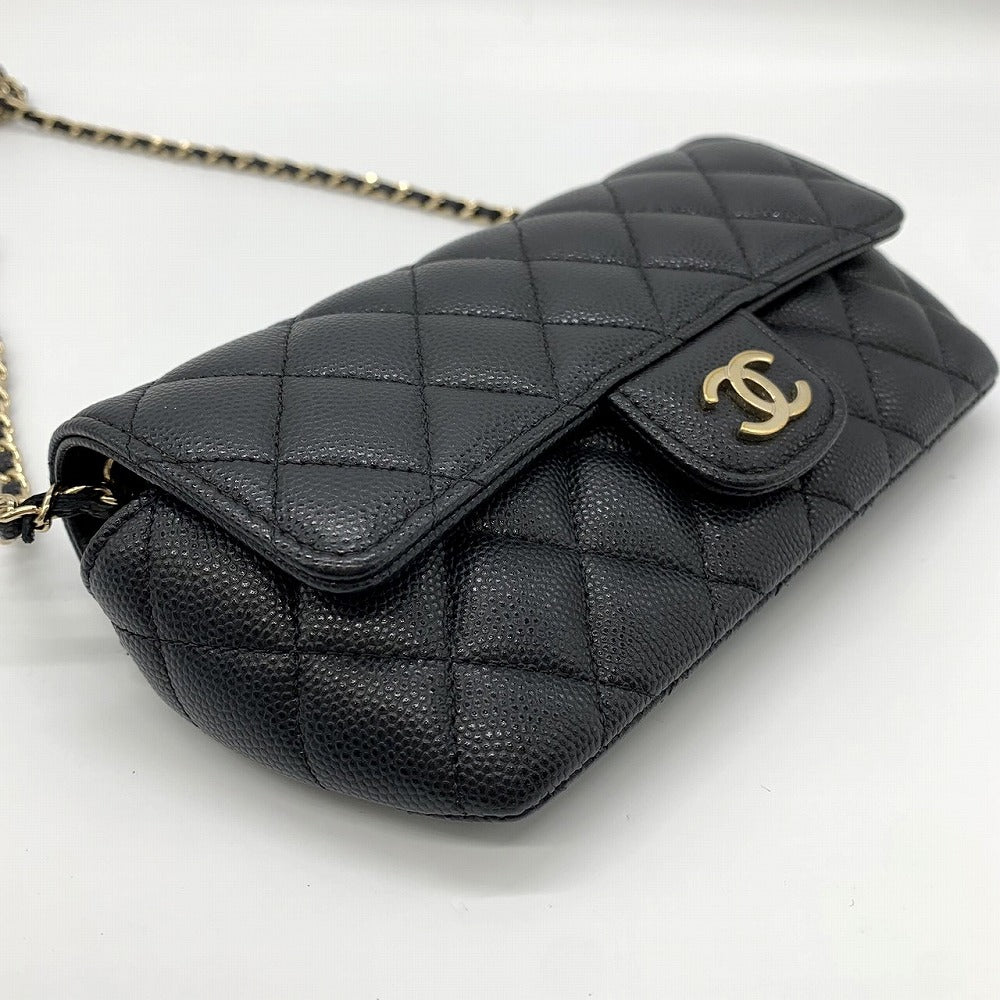 CHANEL Eyewear Case, Chain Shoulder Glasses & Sunglasses Case, Caviar Leather, Black, Gold Hardware, Women's Fashion PRE-OWNED