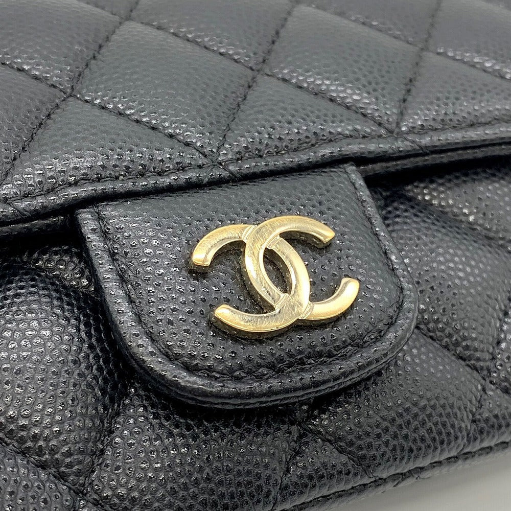 CHANEL Eyewear Case, Chain Shoulder Glasses & Sunglasses Case, Caviar Leather, Black, Gold Hardware, Women's Fashion PRE-OWNED