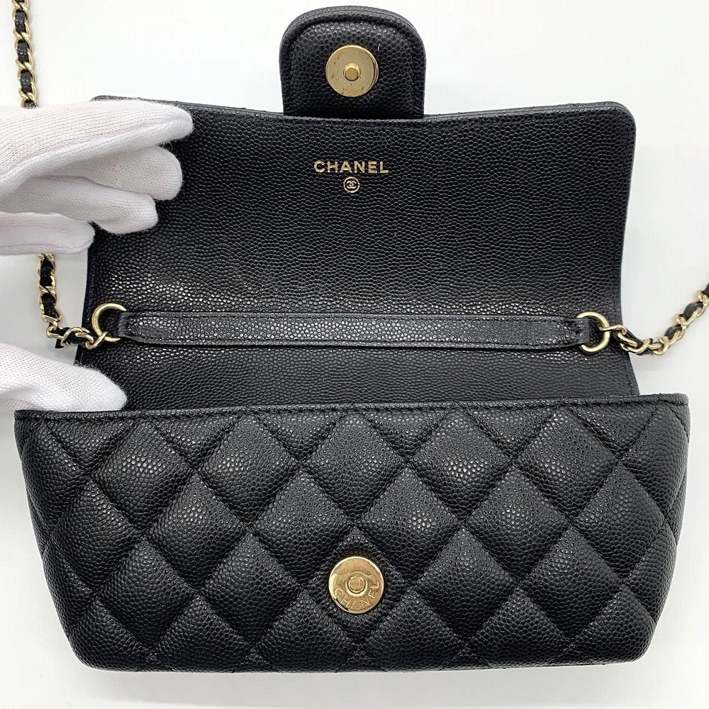 CHANEL Eyewear Case, Chain Shoulder Glasses & Sunglasses Case, Caviar Leather, Black, Gold Hardware, Women's Fashion PRE-OWNED