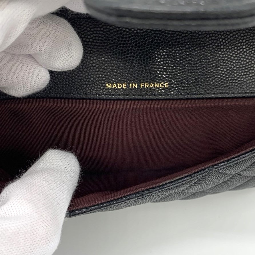 CHANEL Eyewear Case, Chain Shoulder Glasses & Sunglasses Case, Caviar Leather, Black, Gold Hardware, Women's Fashion PRE-OWNED