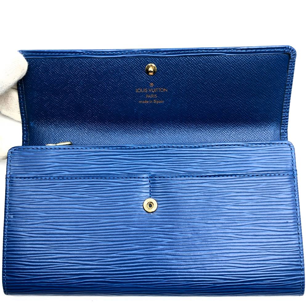LOUIS VUITTON Louis Vuitton Portefeuille Sarah Long Wallet in Epi Leather, Blue, M63572, Women's and Men's Fashion PRE-OWNED