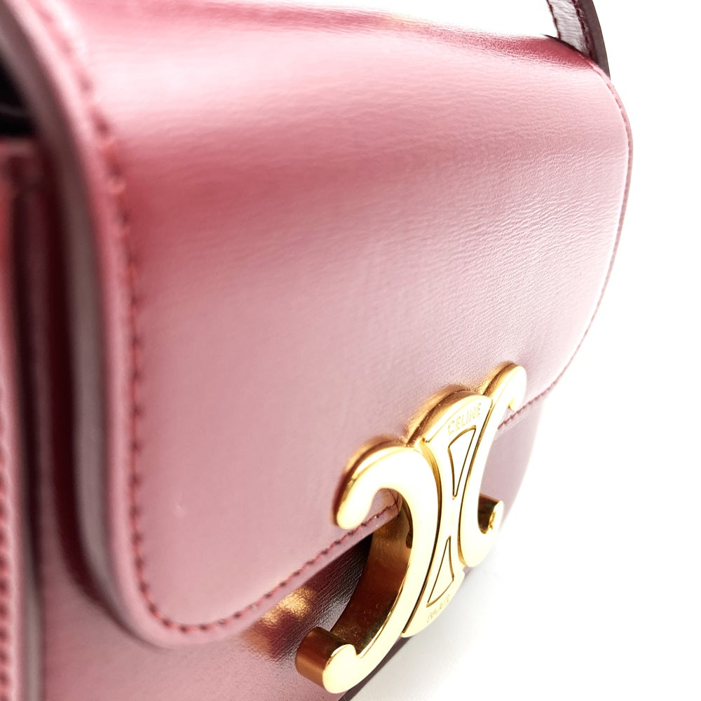 Celine Mini Claude Shoulder Bag Leather Red/Burgundy Pre-owned