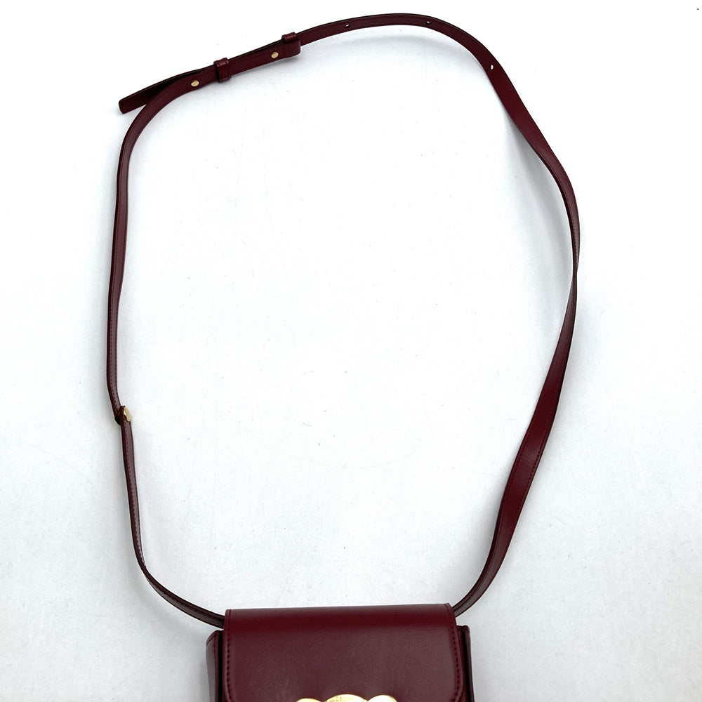 Celine Mini Claude Shoulder Bag Leather Red/Burgundy Pre-owned