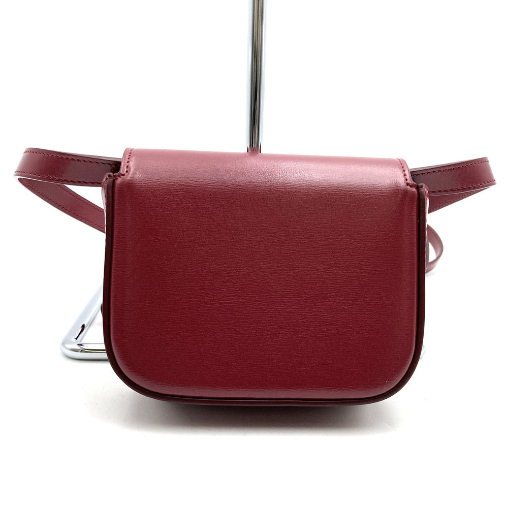 Celine Mini Claude Shoulder Bag Leather Red/Burgundy Pre-owned
