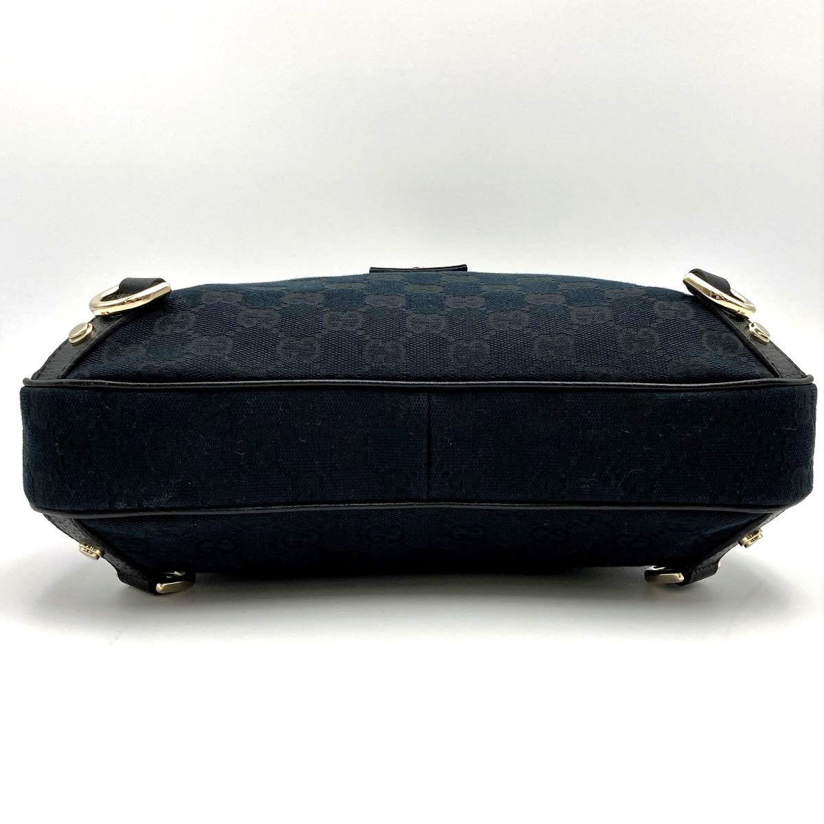 Gucci 130733 Abbey Line Shoulder Bag GG Canvas/Leather Black Pre-owned