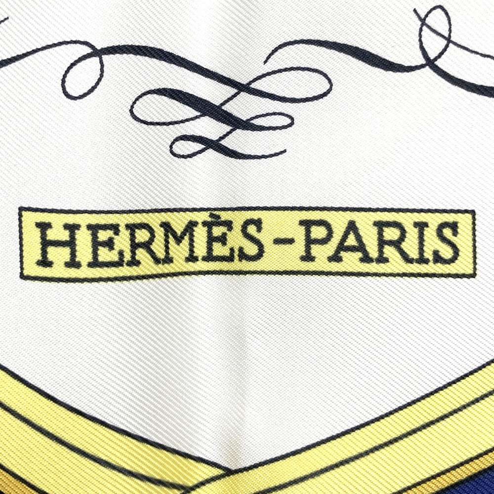 HERMES Carre 90 SPRINGS Scarf, Four-Wheeled Carriage, Silk, Navy, Women's Fashion Accessory PRE-OWNED
