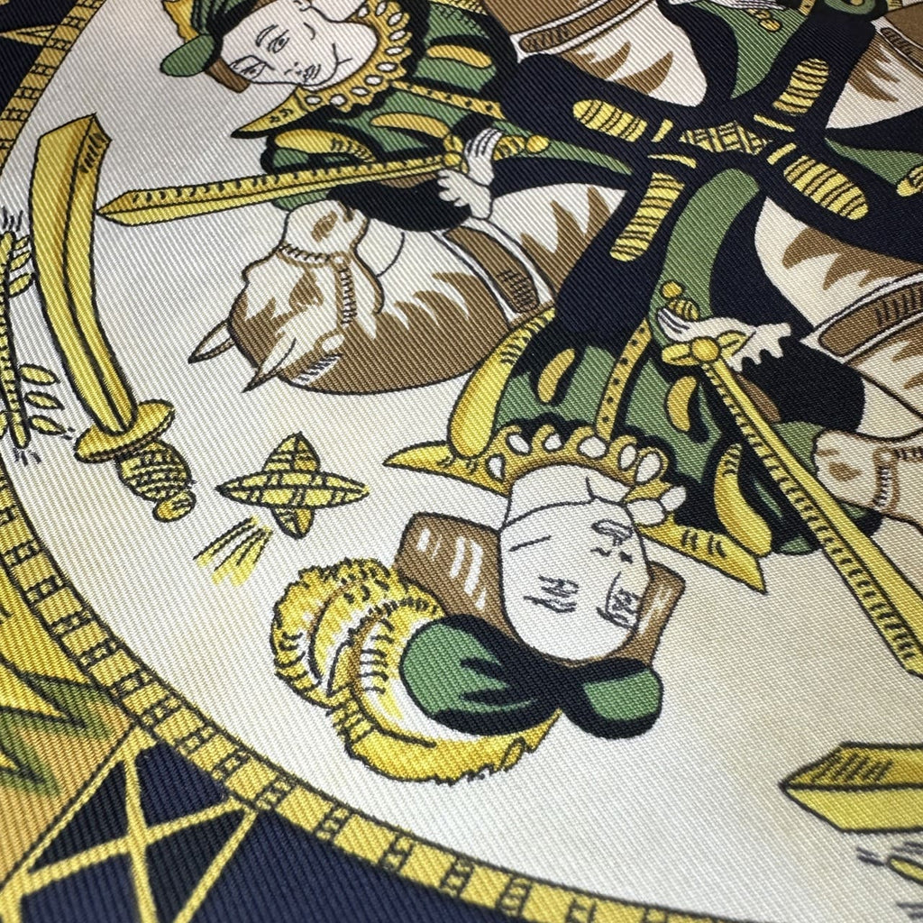 HERMES Carre 90 Scarf LE TAROT Tarot Card Silk Navy Women's PRE-OWNED