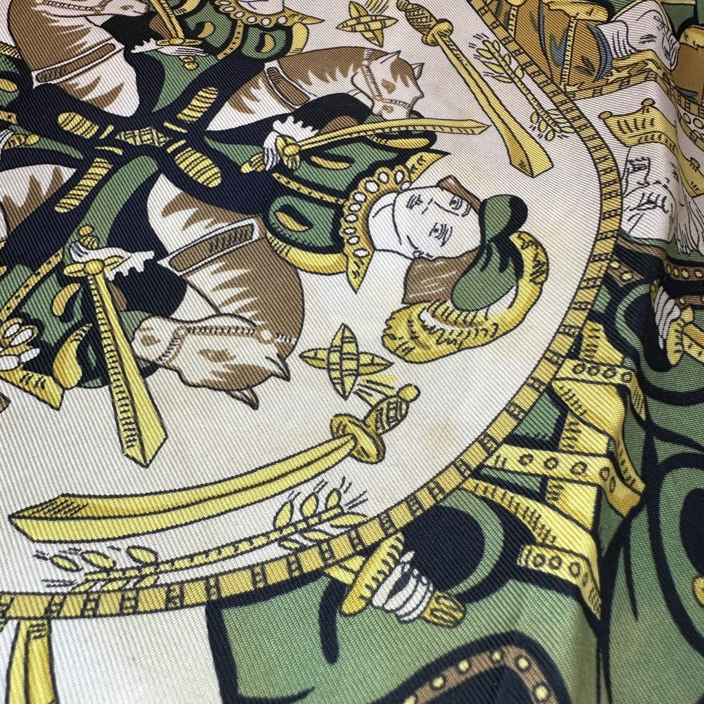 HERMES Carre 90 Scarf LE TAROT Tarot Card Silk Navy Women's PRE-OWNED