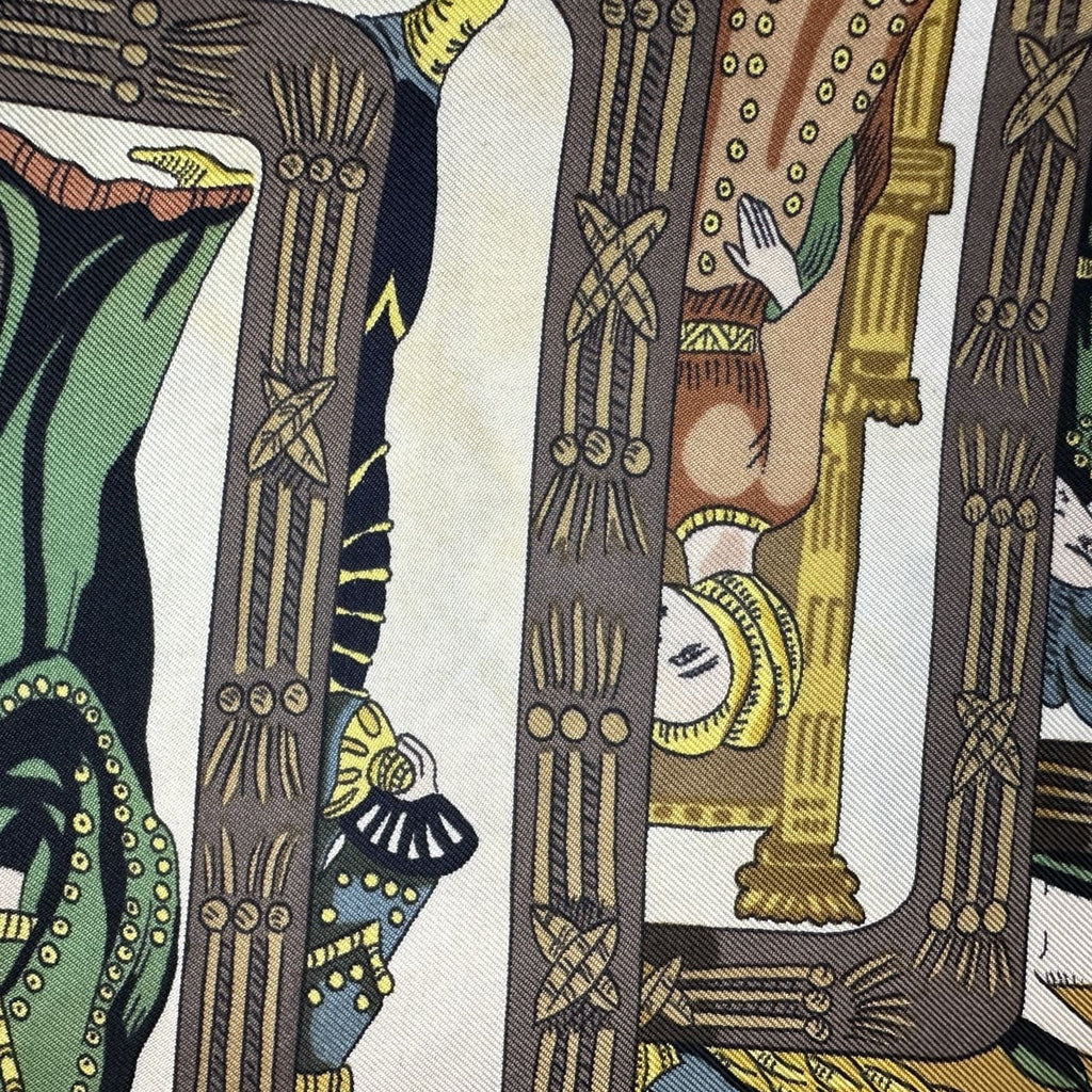 HERMES Carre 90 Scarf LE TAROT Tarot Card Silk Navy Women's PRE-OWNED