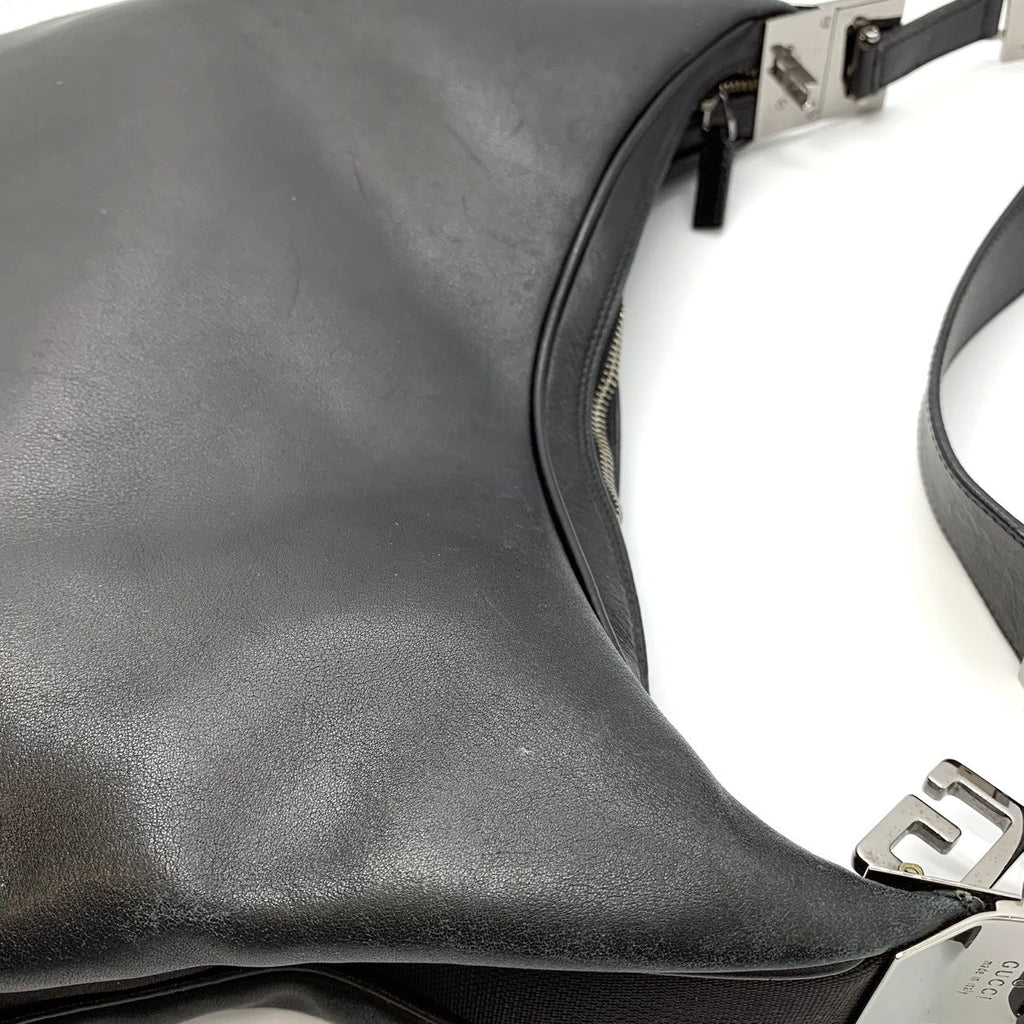 GUCCI 001 3341 Shoulder Bag Leather Black Women's Fashion PRE-OWNED