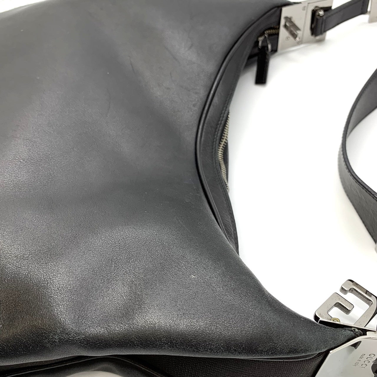 GUCCI 001 3341 Shoulder Bag Leather Black Women's Fashion PRE-OWNED
