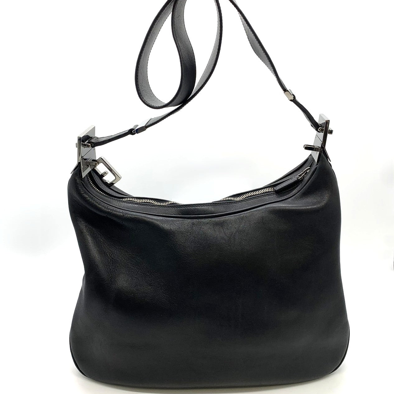 GUCCI 001 3341 Shoulder Bag Leather Black Women's Fashion PRE-OWNED